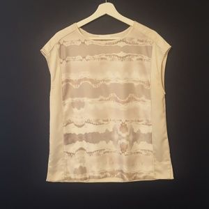 Beige and cream agate patterned silky top